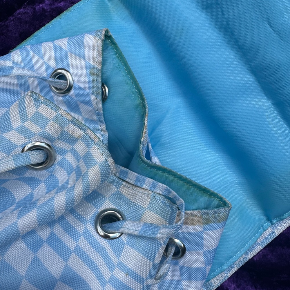 Valfre Blue Checkered Backpack with Heart Buckles - Picture 6 of 8